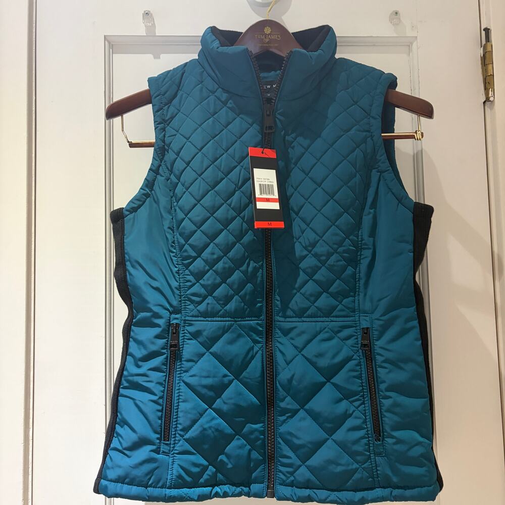 Andrew Marc Quilted Vest Size Medium Teal NWT - Picture 2 of 7